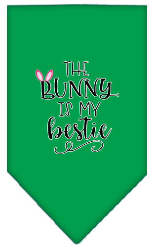 Bunny is my Bestie Screen Print Bandana Emerald Green Large